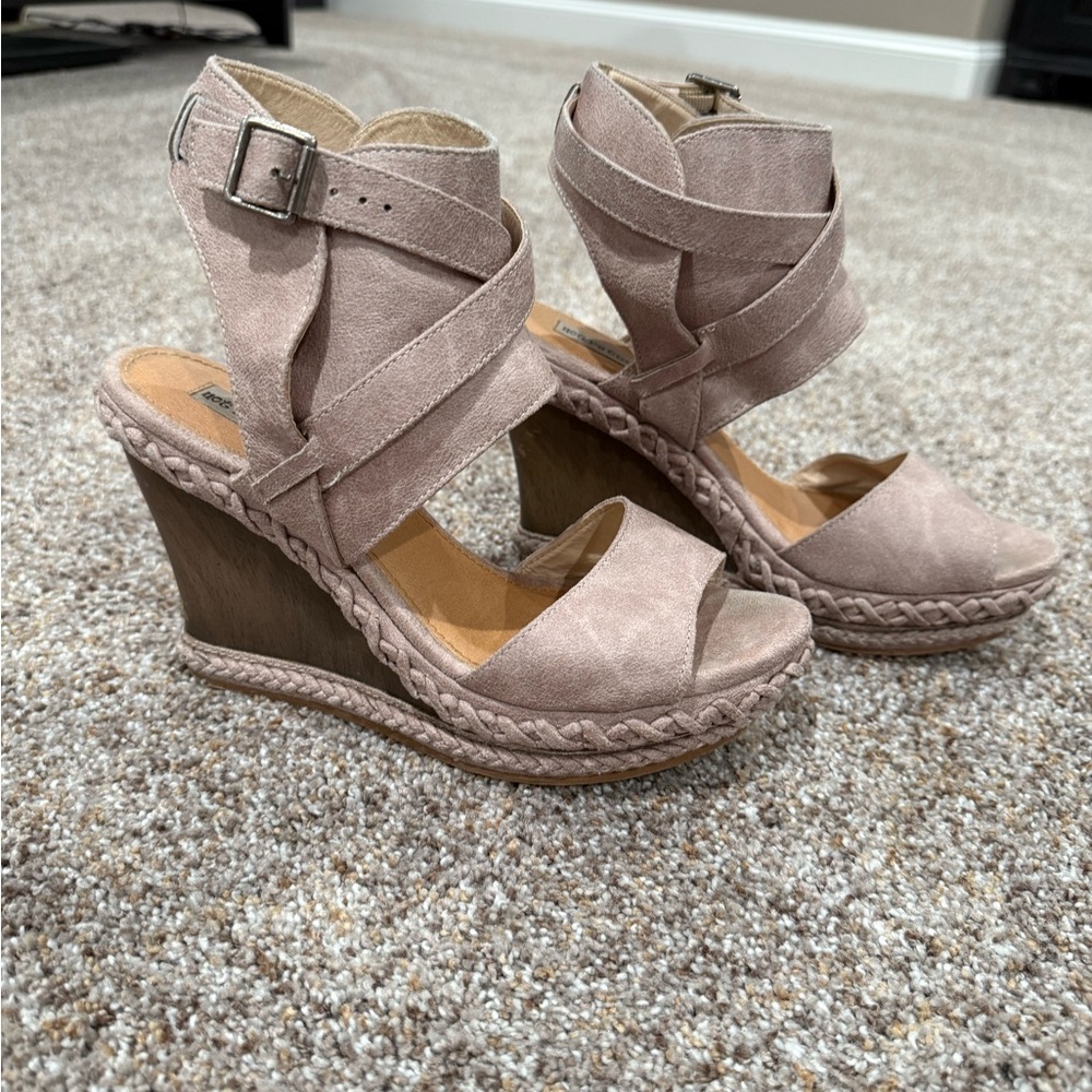 Not Rated Taupe Wedge Sandals